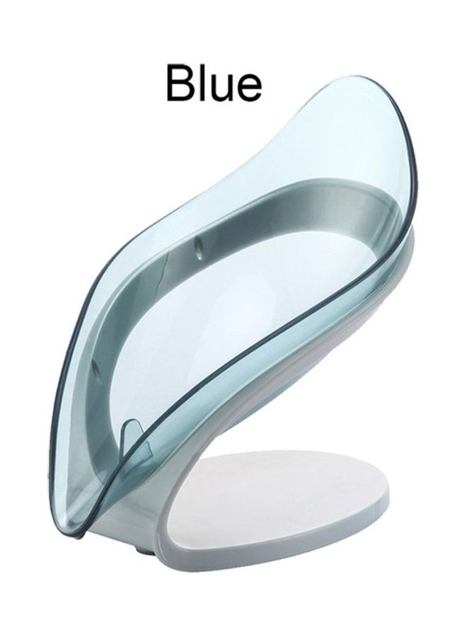 NIBEMINENT Leaf-Shaped Drain Soap Dish Blue/White 15x10x10cm  - Image 4