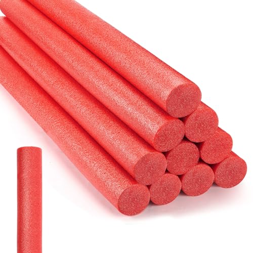 Kathfly 12 Pcs Floating Pool Noodles Foam Tube 15 x 35 Inches Floating Foam Tube Round Solid Noodle for Adults Swimming Craft ProjectRed - Image 1