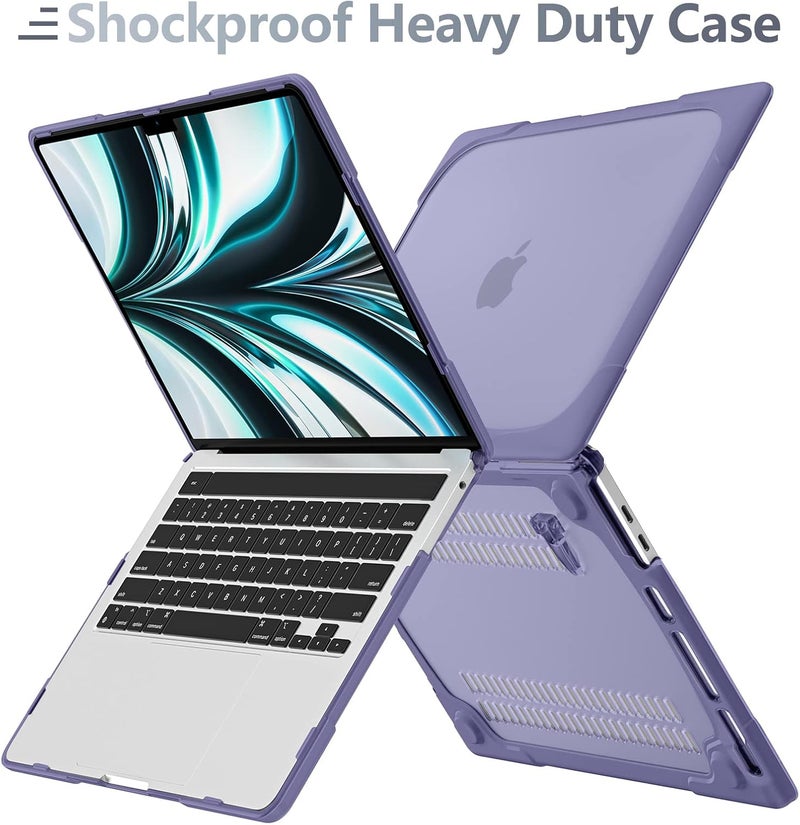 Batianda Heavy Duty Case for MacBook Pro 13 inch 2020 2022 M1/M2 Chip Model A2338 A2289 A2251, Ergonomic Foldable Kickstand (Holds 22lbs) Matte Translucent Protective Cover Keyboard Skin,Lavender Gray - Image 4