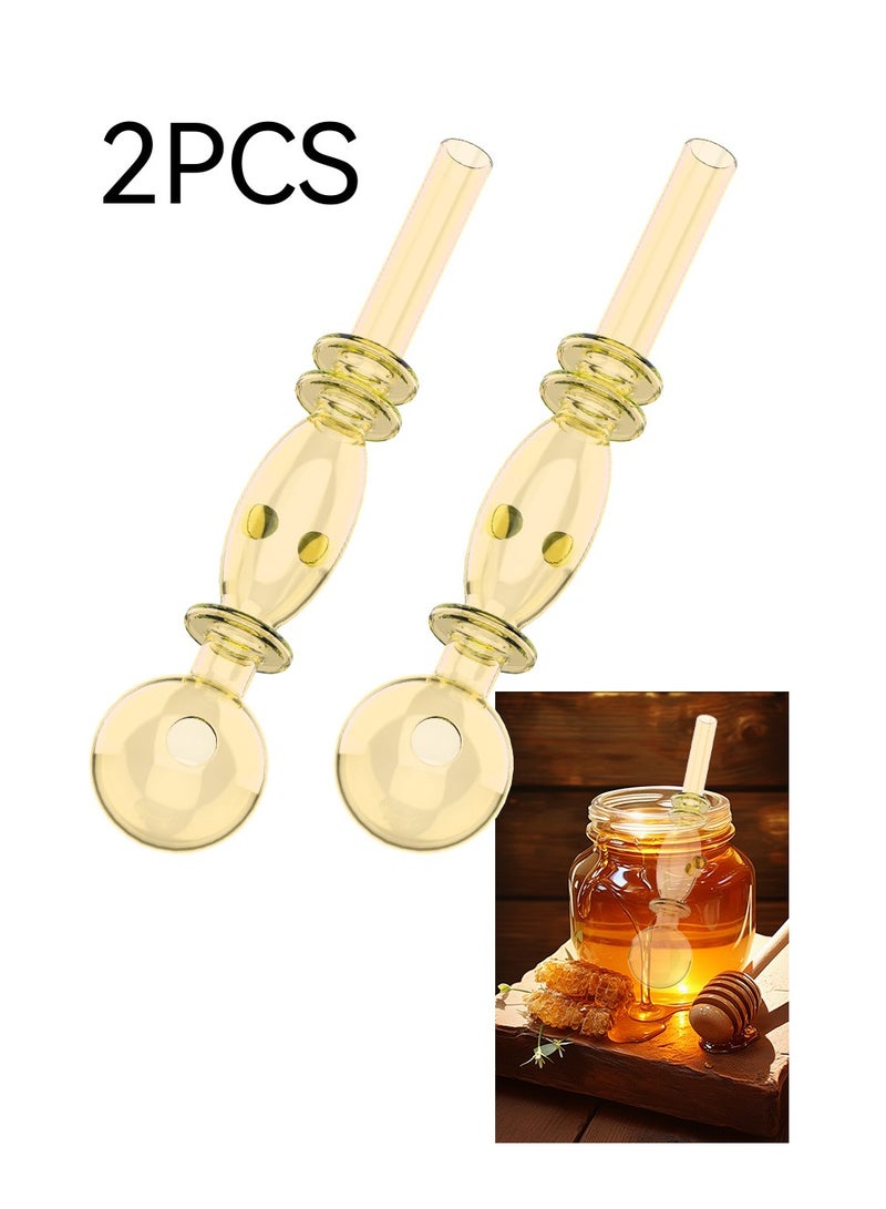 2pcs زجاج الشرب القش قابلة لإعادة الاستخدام ، شفافة ودائمة ، مناسبة للعصير / المشروب / القهوة / الحليب / الشاي