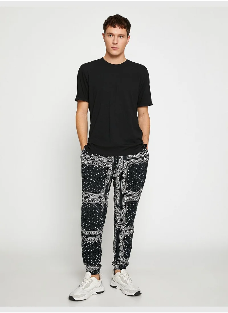 KOTON Jogger Sweatpants Floral Printed Drawstring