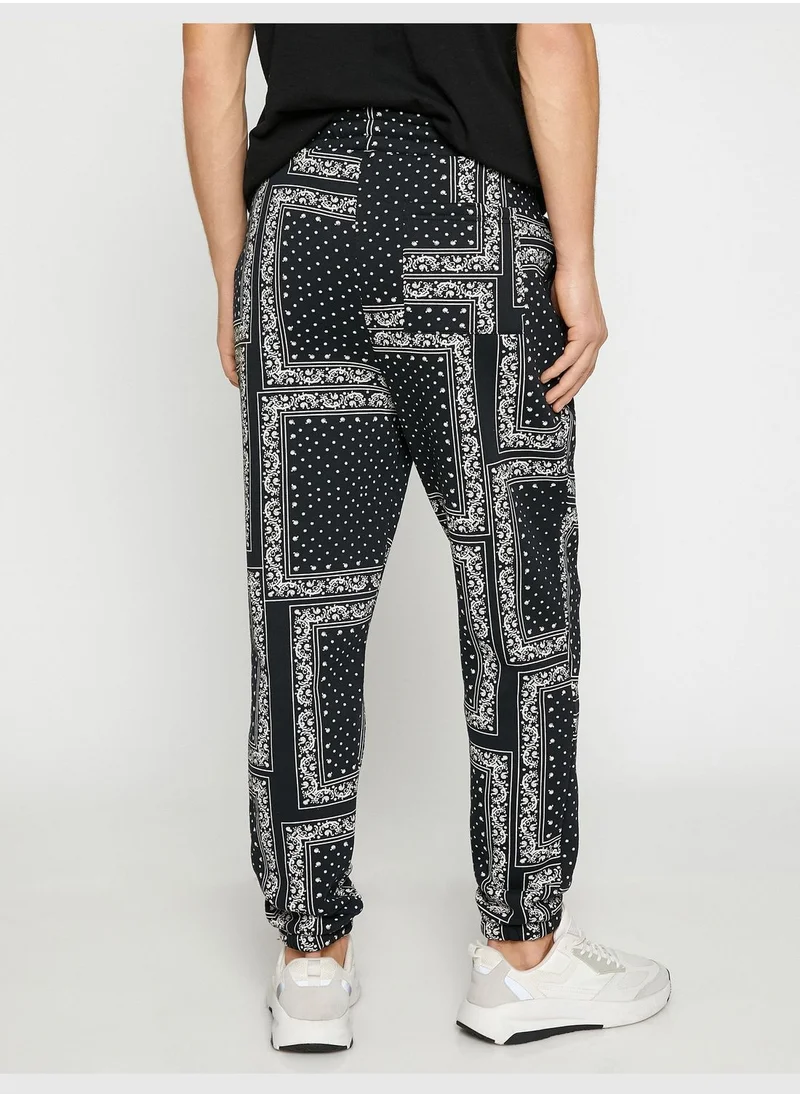 KOTON Jogger Sweatpants Floral Printed Drawstring
