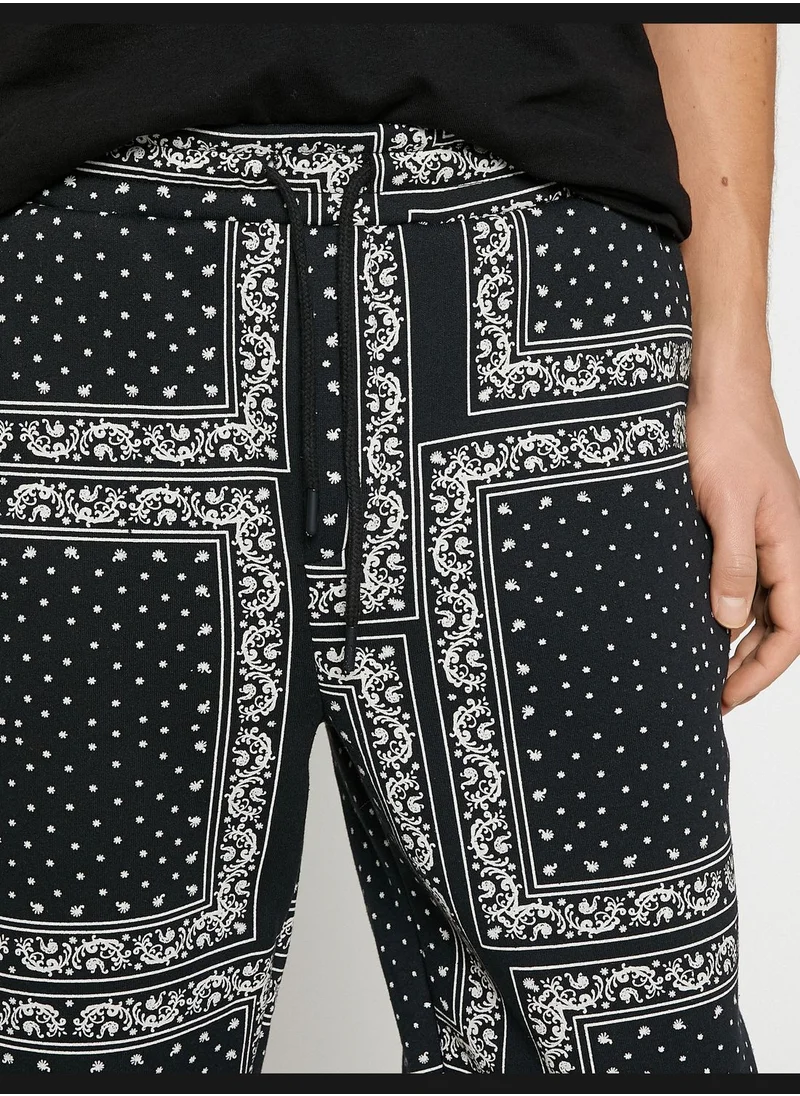 KOTON Jogger Sweatpants Floral Printed Drawstring