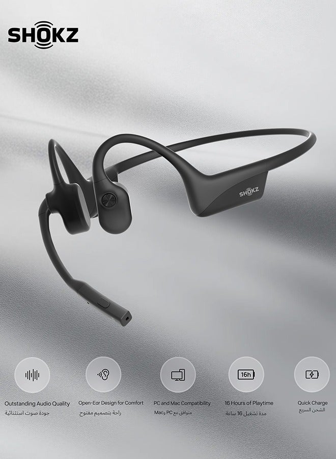 SHOKZ OpenComm2 2025 Upgrade Bone Conduction Headset with Noise Cancelling Mic Black - Image 1