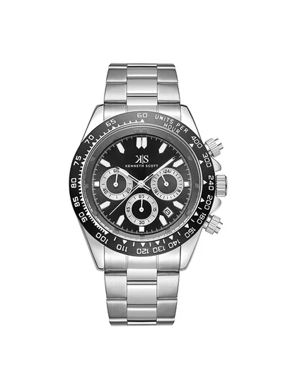 كينيث سكوت ساعة رجالية متعددة الوظائف من الفولاذ المقاوم للصدأ - - مم