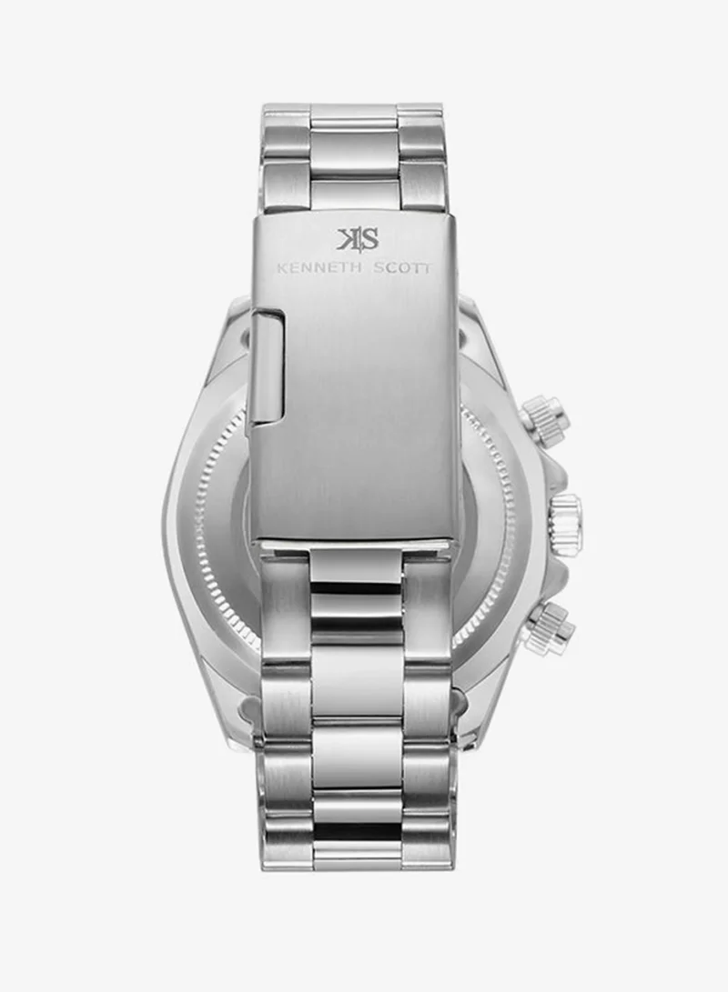 Kenneth Scott Black Men's Stainless Steel Multi Function Watch K23123-SBSB - 43 mm for Men | Best Price UAE