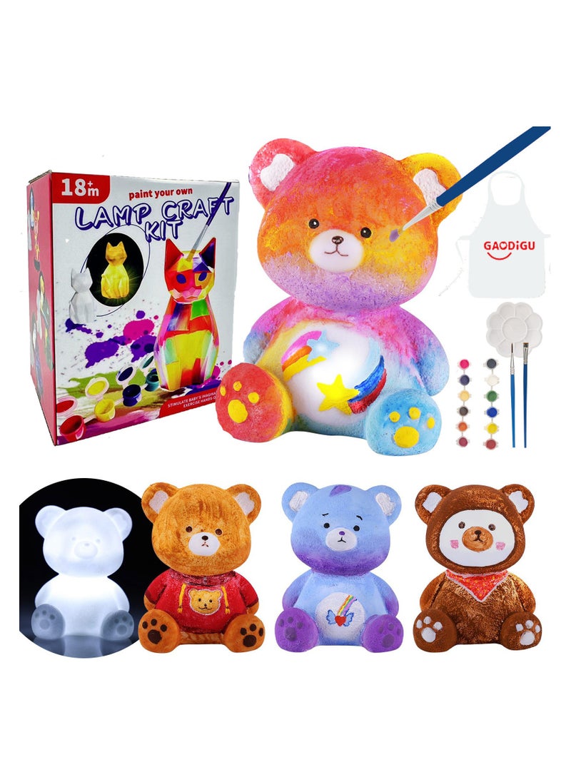 xppier Paint Your Own Bear Lamp Kit for Kids, DIY Gifts 3D Lovely Bear, Easter Arts and Crafts for Kids, Art Supplies Arts & Crafts Kit Toys for Girls Boy Birthday Gift  - Image 1