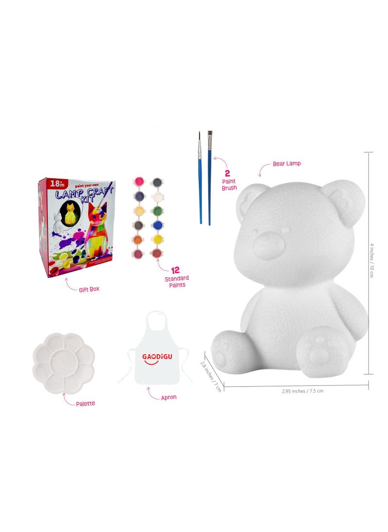 xppier Paint Your Own Bear Lamp Kit for Kids, DIY Gifts 3D Lovely Bear, Easter Arts and Crafts for Kids, Art Supplies Arts & Crafts Kit Toys for Girls Boy Birthday Gift  - Image 5
