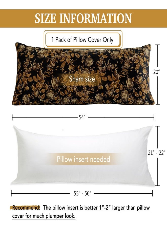 StangH Vintage Floral Velvet Body Pillowcase for Bedroom, 20 x 54 inches Super Soft Pillow Cover with Gold Flower Pattern Pregnancy Friendly Cushion Case for Bedroom, 1 Piece - Image 2