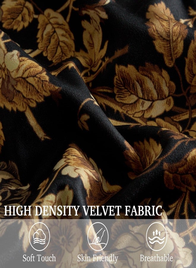 StangH Vintage Floral Velvet Body Pillowcase for Bedroom, 20 x 54 inches Super Soft Pillow Cover with Gold Flower Pattern Pregnancy Friendly Cushion Case for Bedroom, 1 Piece - Image 4