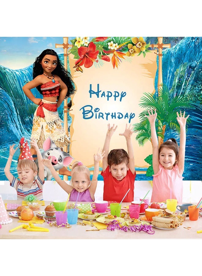 Cartoon Moana Birthday Party Background Decoration Fabric Suitable for Children's Birthday Photography Supplies Background Photo Props (Size 150cmx100cm) - Image 2