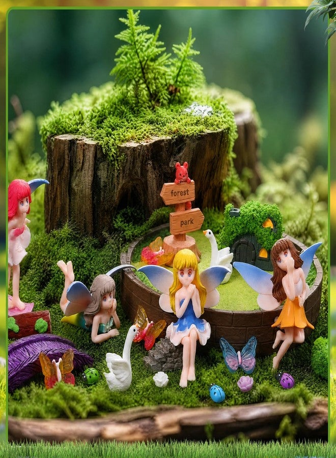 Hoemwarm 49 Pcs Mini Fairy Garden Accessories Set with Mini Fairy Figurines Animal Figurines Flower Decorations Miniature Buildings and Landscaping for DIY Terrarium Potted Plants Dollhouse Desk Decor - Image 5