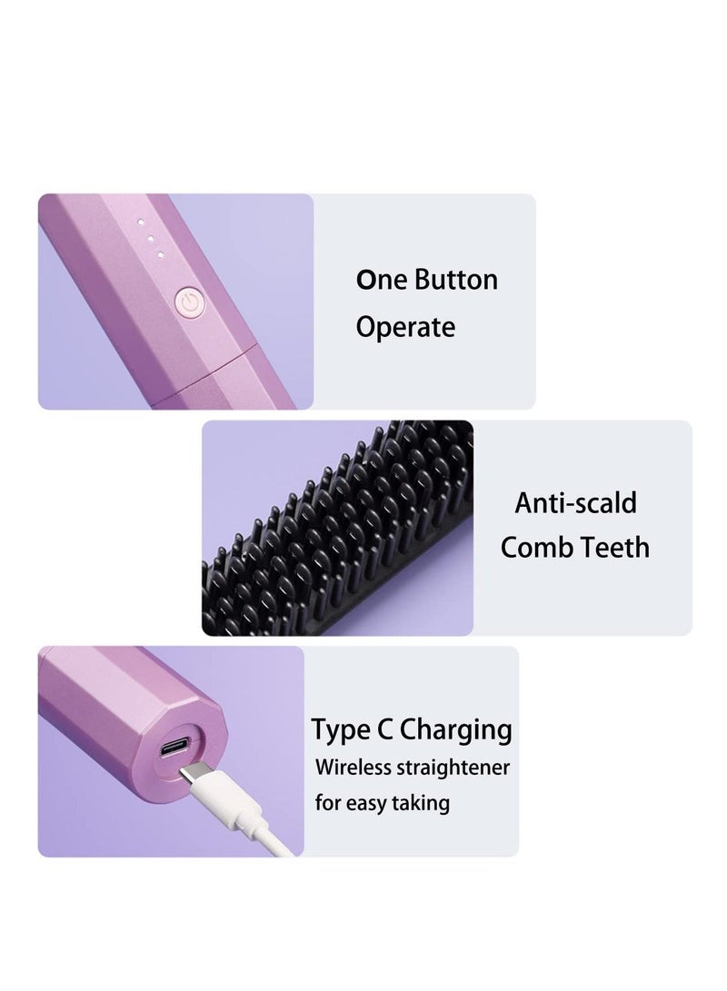 Y&D Portable Cordless Hair Straightening Brush, with 3 Levels Temperature Auto-Off Anti-Scald Function, Travel Curler Styler, USB C or TypeC Rechargeable Electric Wireless Straightener Comb - Image 2