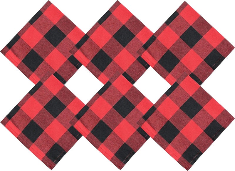 BETTERLINE 6 Buffalo Check Oversized Napkins 17x17 Inches for Everyday Place Settings Rustic Farmhouse Decor Holidays Family Dinners and BBQs Red Buffalo Check Plaid - Image 4