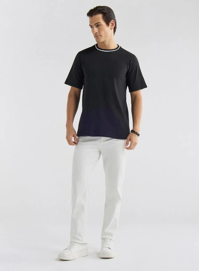 Splash FAV Solid T-shirt with Round Neck and Short Sleeves