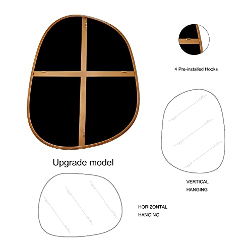 ELEHUME Asymmetrical Mirror for Wall Decor 21"*27", Modern Brass Framed Wall Mirror for Living Room Bathroom Bedroom Entryway ELE-STOU-0065G - Image 2