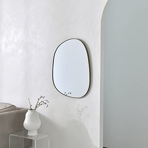 ELEHUME Asymmetrical Mirror for Wall Decor 21"*27", Modern Brass Framed Wall Mirror for Living Room Bathroom Bedroom Entryway ELE-STOU-0065G - Image 5