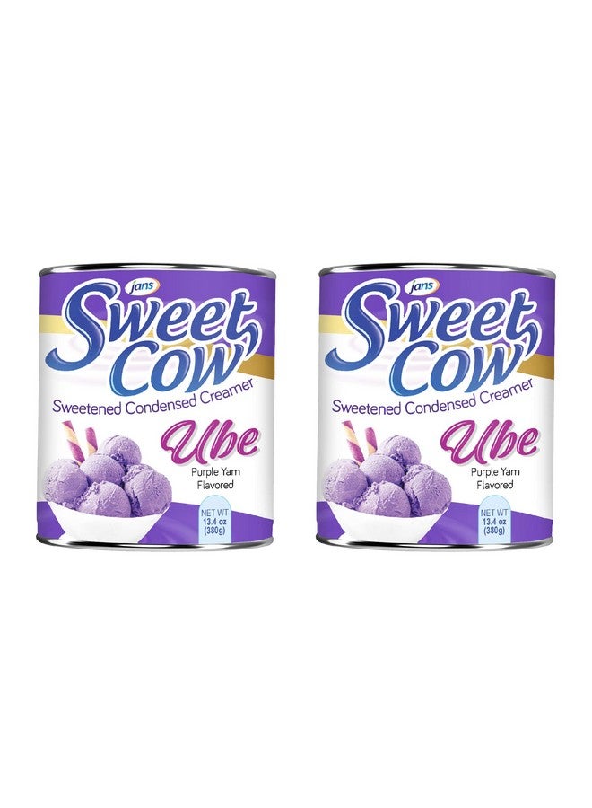جانز Jans Sweet Cow - كريمة مكثفة محلاة بنكهة البطاطا الحلوة - كريمة البطاطا الحلوة ذات اللون الأرجواني للخبز والطهي والحلوى 13.40 أونصة لكل عبوة (Ube، عبوة من قطعتين) - Image 1