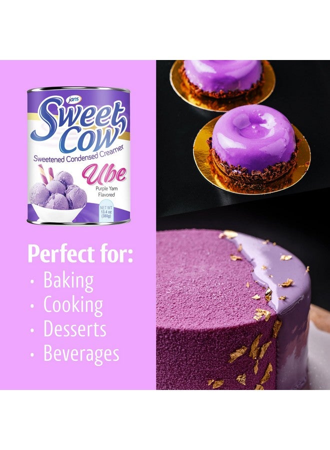 جانز Jans Sweet Cow - كريمة مكثفة محلاة بنكهة البطاطا الحلوة - كريمة البطاطا الحلوة ذات اللون الأرجواني للخبز والطهي والحلوى 13.40 أونصة لكل عبوة (Ube، عبوة من قطعتين) - Image 4