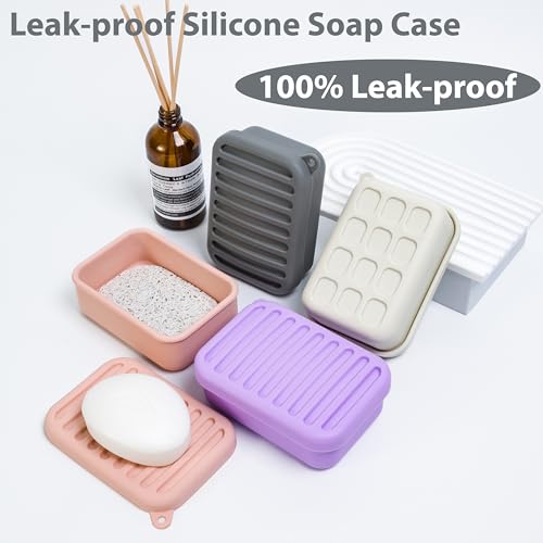 MtBoi Portable Leakproof Travel Soap Case, Silicone Travel Soap Case, Compact Soap Holder with Drainage Layer, Travel Soap Holder for Camping, Gym, Outdoor (Coral-Red) - Image 2