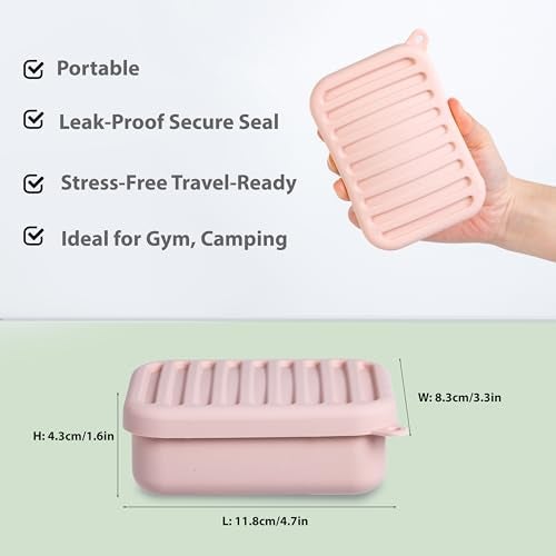 MtBoi Portable Leakproof Travel Soap Case, Silicone Travel Soap Case, Compact Soap Holder with Drainage Layer, Travel Soap Holder for Camping, Gym, Outdoor (Coral-Red) - Image 5