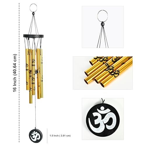 ZAICUS Wind Chime with Om Symbol – Feng Shui Wind Chimes for Positive Energy – Hanging Decorative Items for Home and Balcony (5-Pipe) - Image 2