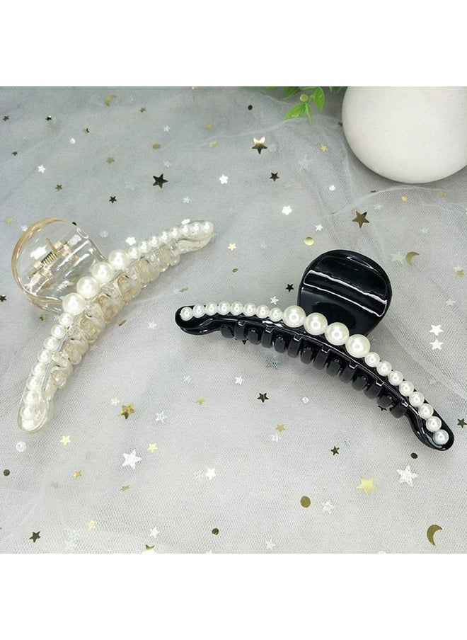 ANNACREATIONS - ANNACREATIONS Korean Fashionable Fancy Stylish Large Pearl Hair Claw Clips Long Hair Jaw Clips Clutches Barrettes Hair Accessories for Women and Girls set of 2 - Image 1