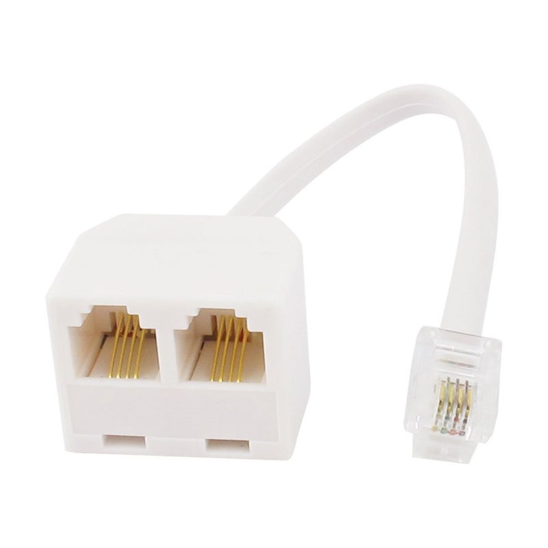يو إكس سيل sourcing map Phone Line Splitter, RJ11 6P4C Modular Handset to Double RJ11 6P4C Socket Connector Adapter for Landline, Modem, Fax Machine, 2 Way Cell Phone Jack Line Converter for Home Office - Image 1