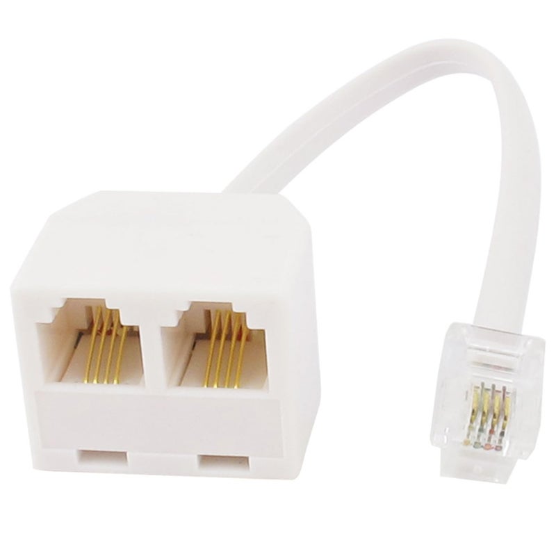 يو إكس سيل sourcing map Phone Line Splitter, RJ11 6P4C Modular Handset to Double RJ11 6P4C Socket Connector Adapter for Landline, Modem, Fax Machine, 2 Way Cell Phone Jack Line Converter for Home Office - Image 3