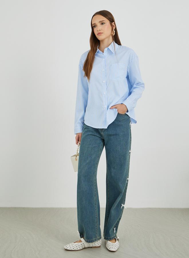 تايك تو قميص بأكمام طويلة وياقة مخططة - Image 3