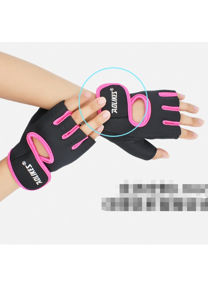 AOLIKES Pair Of Half Finger Weight Lifting Gloves Pink - Image 2