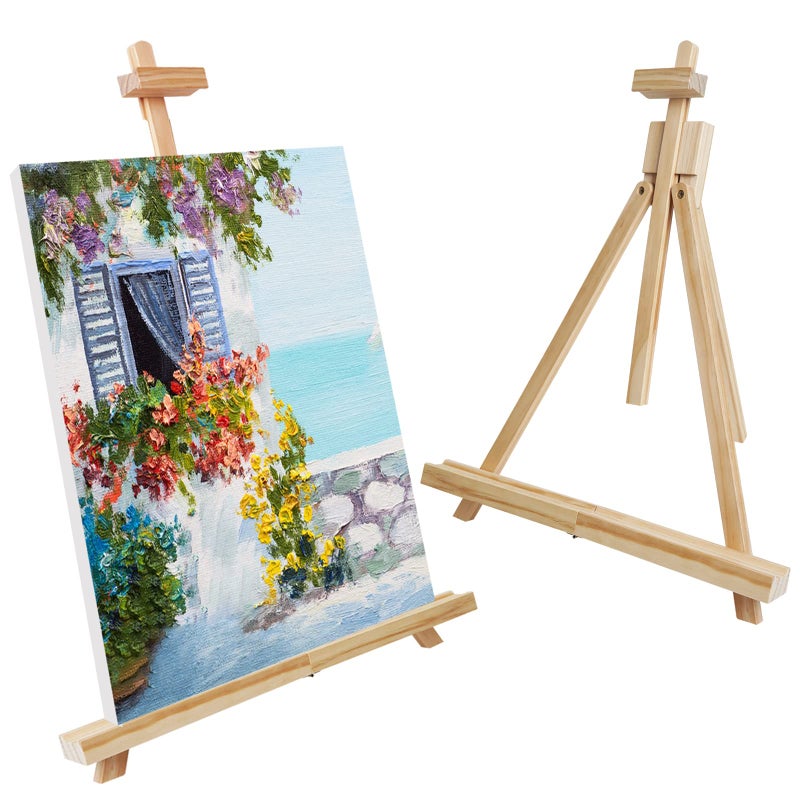 CONDA 25 Folding Wooden Tabletop Easel for Painting Hold Canvas up to 23 Inches Portable AFrame Artist Desktop Painting Stand Photo Picture Sign Holder