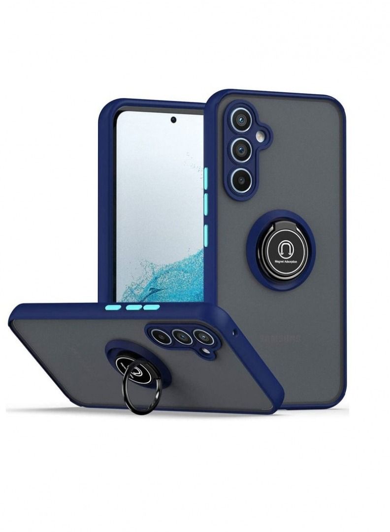 هيكسابيكس غطاء سامسونج جالاكسي A54 ، غطاء خلفي واقي بحلقة معدنية لغطاء سامسونج A54 أزرق - Image 1