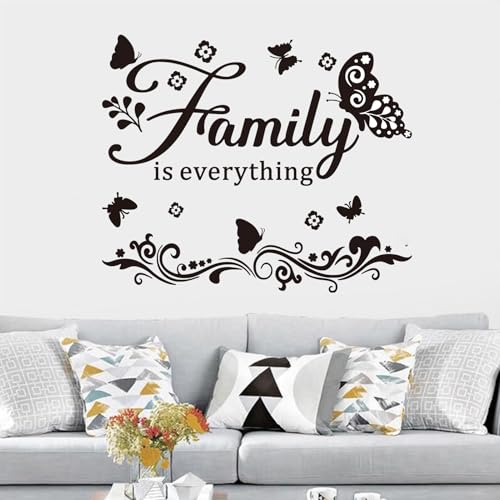 AnFigure Inspirational Family Wall Stickers for Bedroom Home Quotes Motivational Vinyl Art Wall Decals for Living Room Kitchen Apartment Bathroom Family is Everything 18 X 15 - Image 1