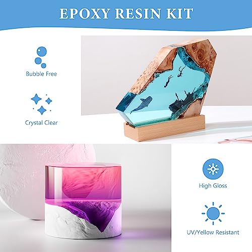 FUHITIM 1 Gallon Crystal Clear Epoxy Resin Kit, High-Glossy& No Bubbles, Art & Casting Resin with 16 Epoxy Resin Pigment, Foil Flakes, Sequin,Craft Clear Resin for Art Crafts, Jewelry, Molds - Image 4