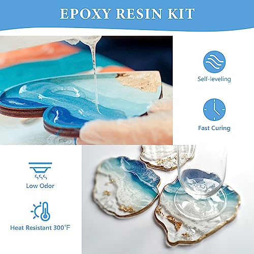 FUHITIM 1 Gallon Crystal Clear Epoxy Resin Kit, High-Glossy& No Bubbles, Art & Casting Resin with 16 Epoxy Resin Pigment, Foil Flakes, Sequin,Craft Clear Resin for Art Crafts, Jewelry, Molds - Image 3