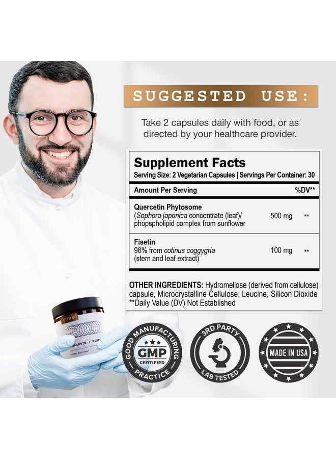 OMRE Quercetin and Fisetin Supplements - Third-Party Tested Senolytic Supplements for Aging Support - 500mg Quercetin Phytosome and 100mg Fisetin - Highly Bioavailable Forms - Image 4