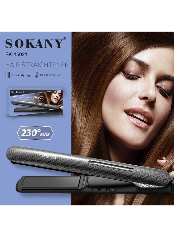 sokany Professional Ceramic Hair Straightener & Curler 2-in-1 with Ionic Technology, 230°C High Heat with 60 Min Auto-off Protection Black - Image 4