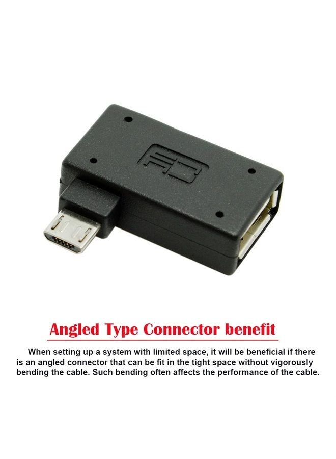 Cablecc 90 Degree Right Angled Micro USB 2.0 OTG Host Adapter with USB Power for Galaxy S3 S4 S5 Note2 Note3 Cell Phone & Tablet - Image 3