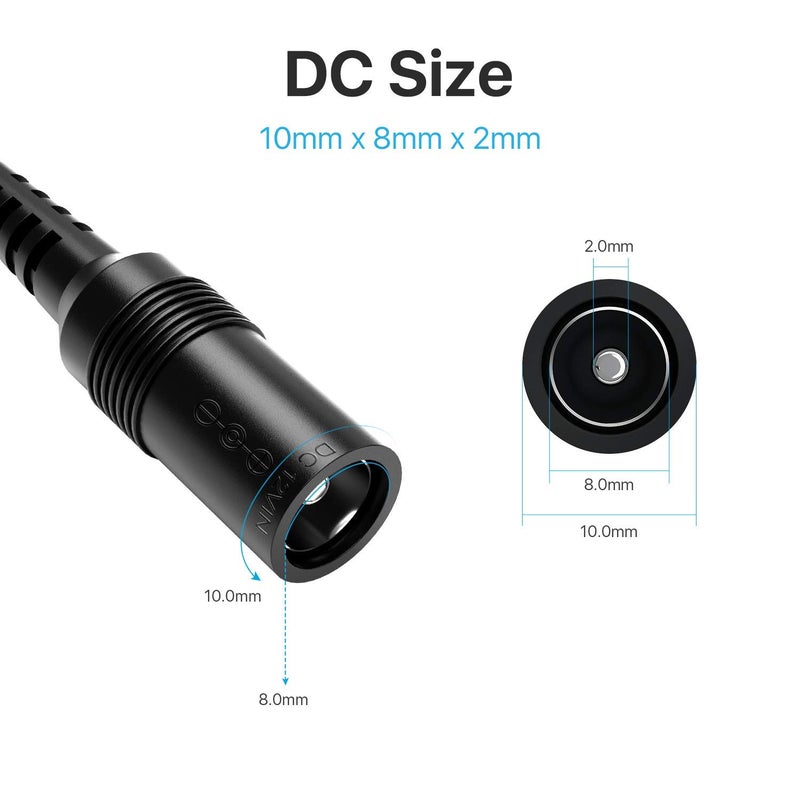 KEBILSHOP كيبيلاشوب DC 1 أنثوي إلى 8 ذكور كابل تقسيم الطاقة Y محول لملحقات CCTV 1 DC أنثوي إلى 8 DC ذكور أسود - Image 3