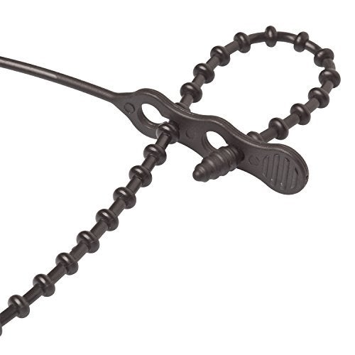 Gardner Bender 45-12BEADBK Beaded Cable Tie Wrap, 12 inch, 70 lb, Reusable, Adjustable Wire and Cord Management, 15 Pk, UV Resistant Black - Image 2