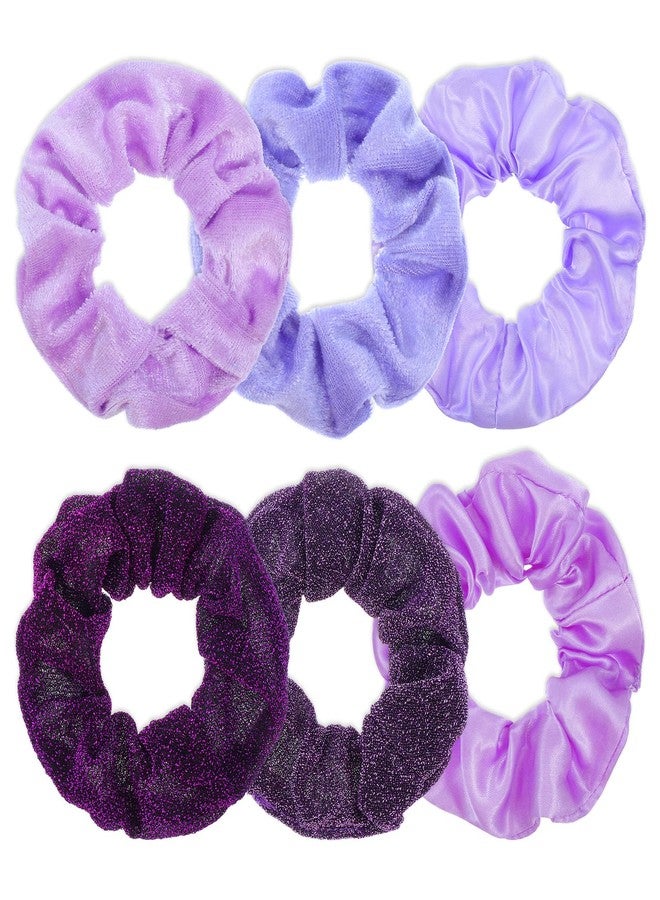 Tyqour 6Pcs Satin Silk Purple Hair Scrunchies for Women and Girls 4.5Inch Elastics Hair Ties Soft Hair Band Ponytail Holder Hair Accessories for Women Valentine's Day Scrunchies Gifts - Image 1