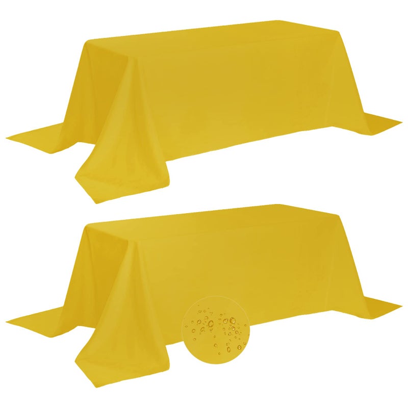 Fokitut 2 Pack Waterproof Rectangle Tablecloth 90x132 InchStain Resistant and Wrinkle Polyester Table Cloth Fabric Table Cover for Kitchen Dining Wedding Party Holiday DinnerYellow