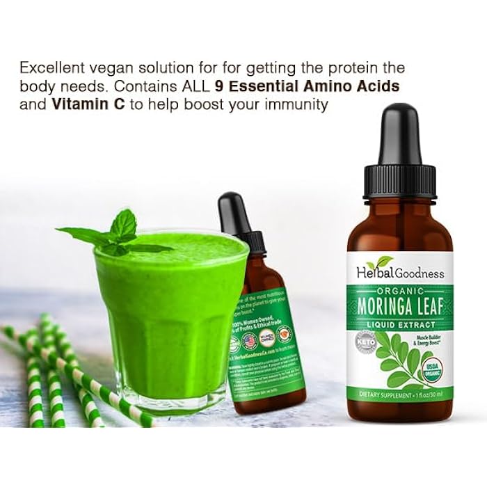 Herbal Goodness قطرات سائلة من مستخلص المورينغا من هيربال غودنس 1 أونصة سائلة - صبغة سوبر فود لدعم الطاقة والمناعة، عضوية وبديل عالي التوافر الحيوي لكبسولات ومسحوق المورينغا، نباتية وغير معدلة وراثيًا - Image 5