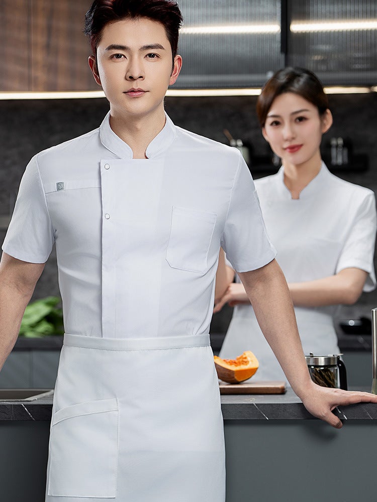 Stretch Quick-Drying Summer Breathable Chef Work Clothes Short-Sleeved El High-End Men'S Western Restaurant Baking Women'S Clothes Long-Sleeved - Image 2