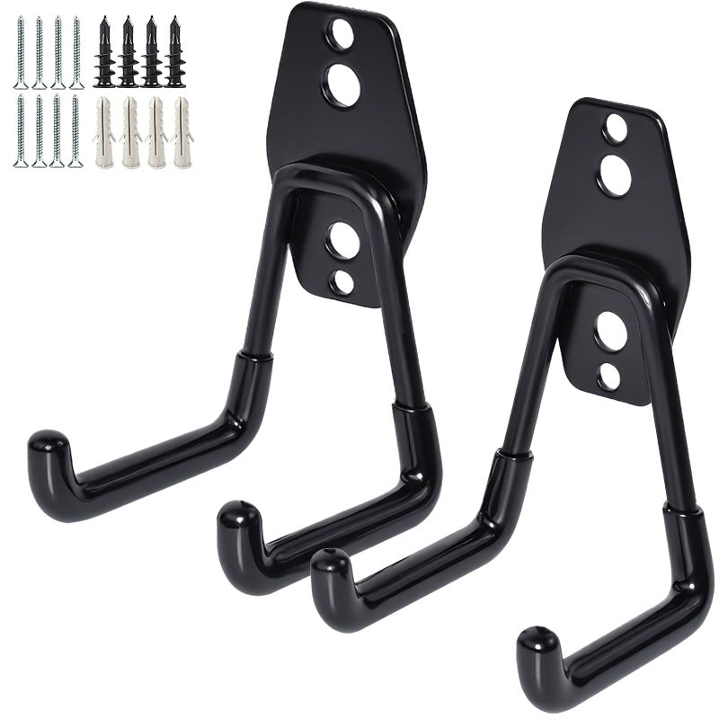 GeeWatom 2 Pack Garage Storage Utility HooksGarage Garden Tool OrganizerSteel Wall Mount Hooks Garden Small U Hooks Black