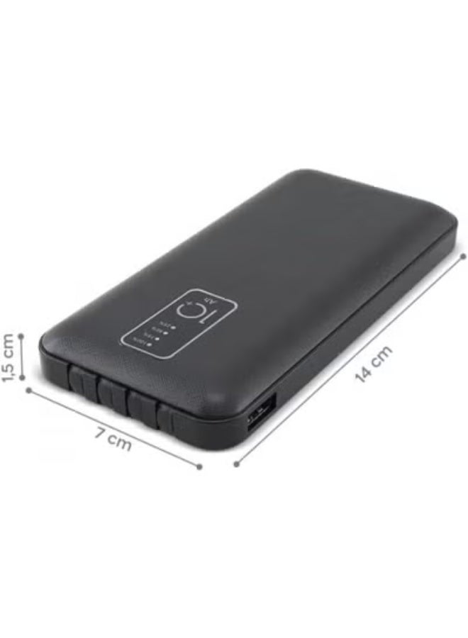 جاجيك Power Bank 30,000mAh Portable Fast Charger – High-Capacity External Battery Pack with 4 Built-in USB Cables (Type-C, Lightning, Micro-USB, USB-A), Fast Charging, Compact & Travel-Friendly – Black - Image 3