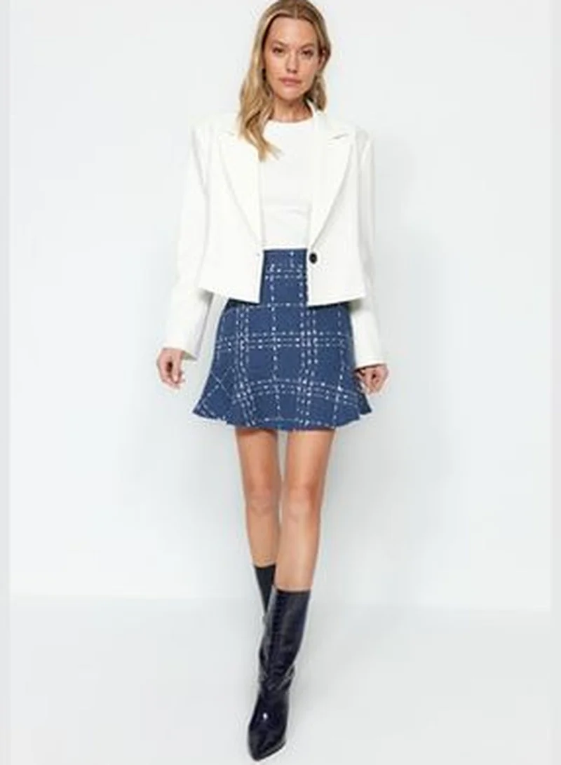 trendyol Navy Blue Ruffled Woven Skirt TWOAW22ET0448