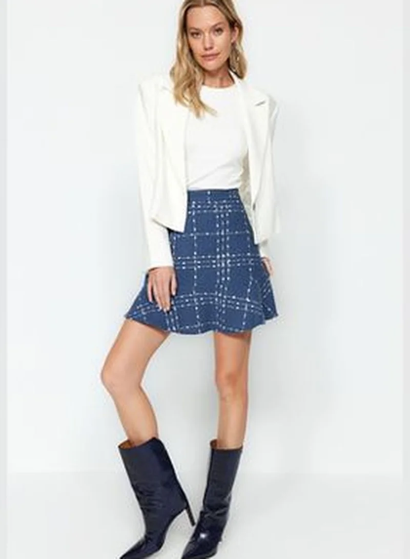 trendyol Navy Blue Ruffled Woven Skirt TWOAW22ET0448