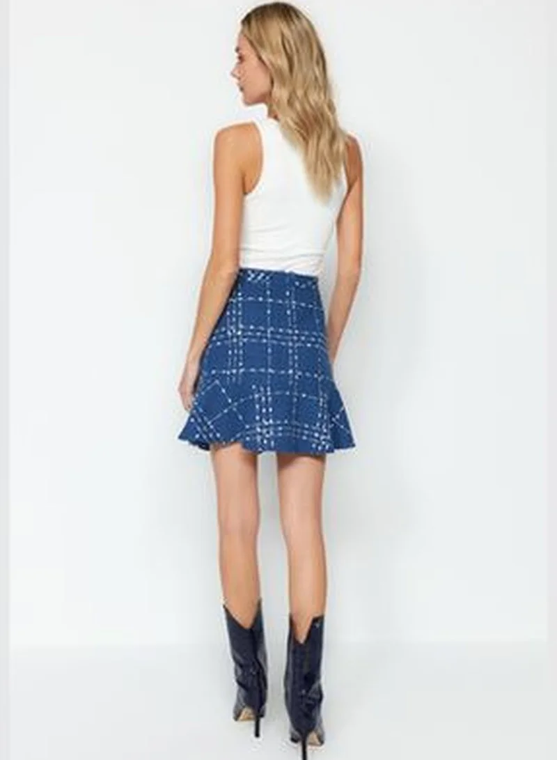 trendyol Navy Blue Ruffled Woven Skirt TWOAW22ET0448